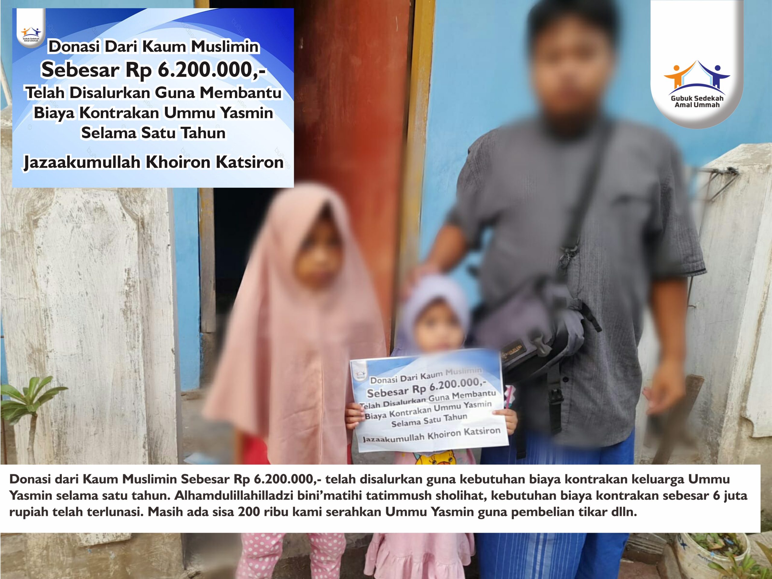Donasi Dari Kaum Muslimin Guna Membantu Biaya Kontrakan Ummu Yasmin Sudah Disalurkan