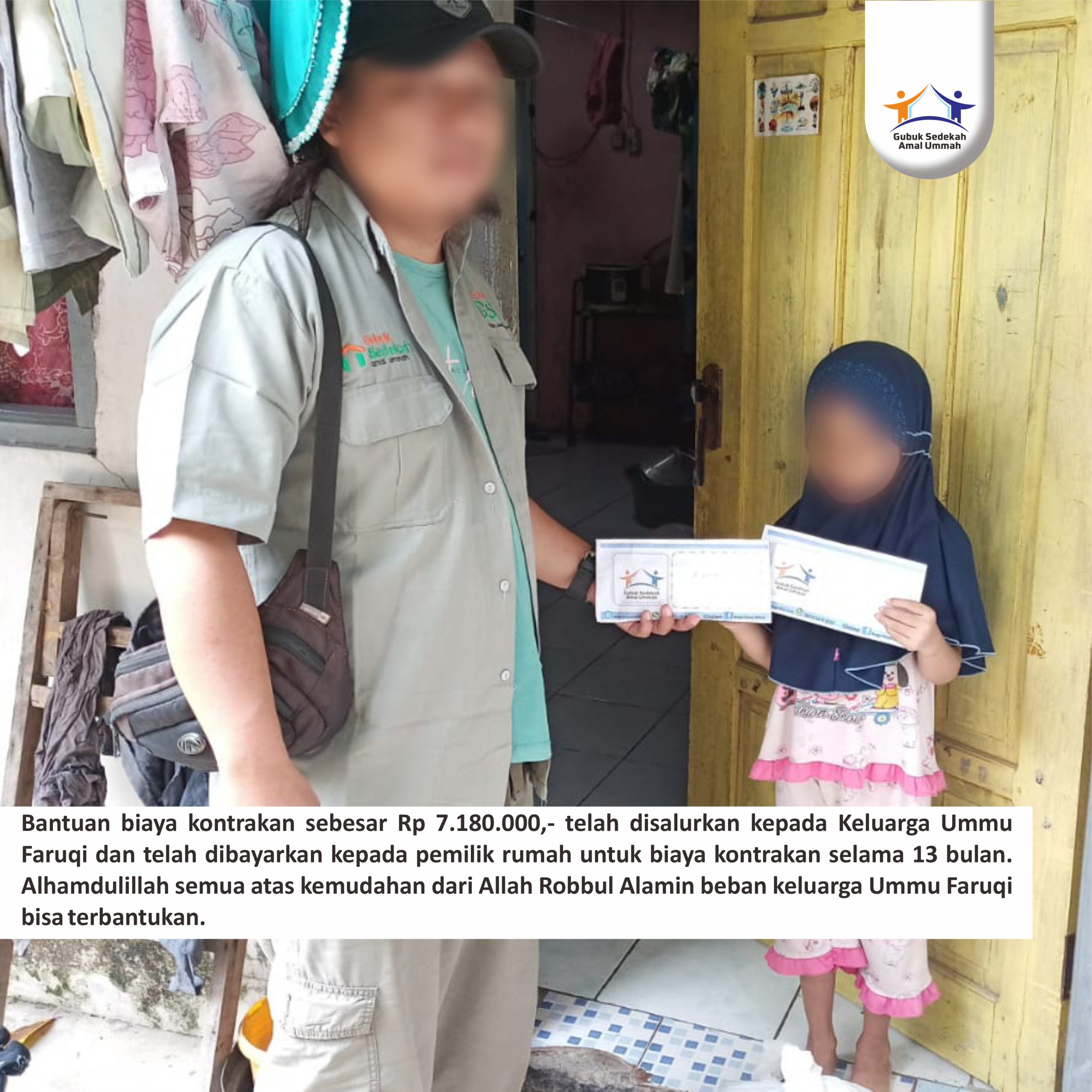 Penyaluran Donasi Biaya Kontrakan Ummu Faruqi, Ummahat Dhuafa’ Berjuang Mandiri Menjadi Tulang Punggung