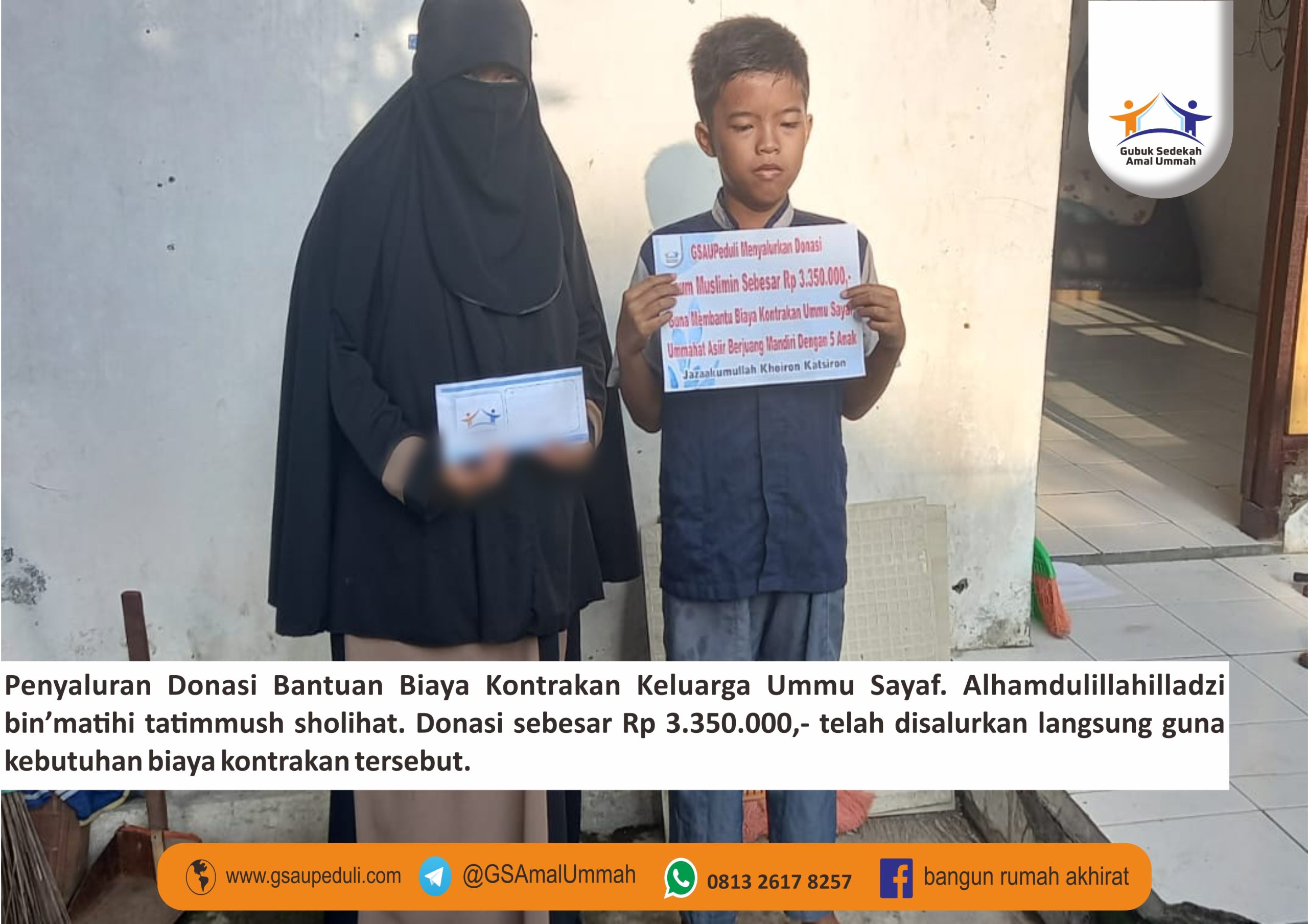 Donasi Bantuan Biaya Kontrakan Keluarga Ummu Sayaf Diserahkan, Total Donasi Lebih dari 3 Juta DIsalurkan