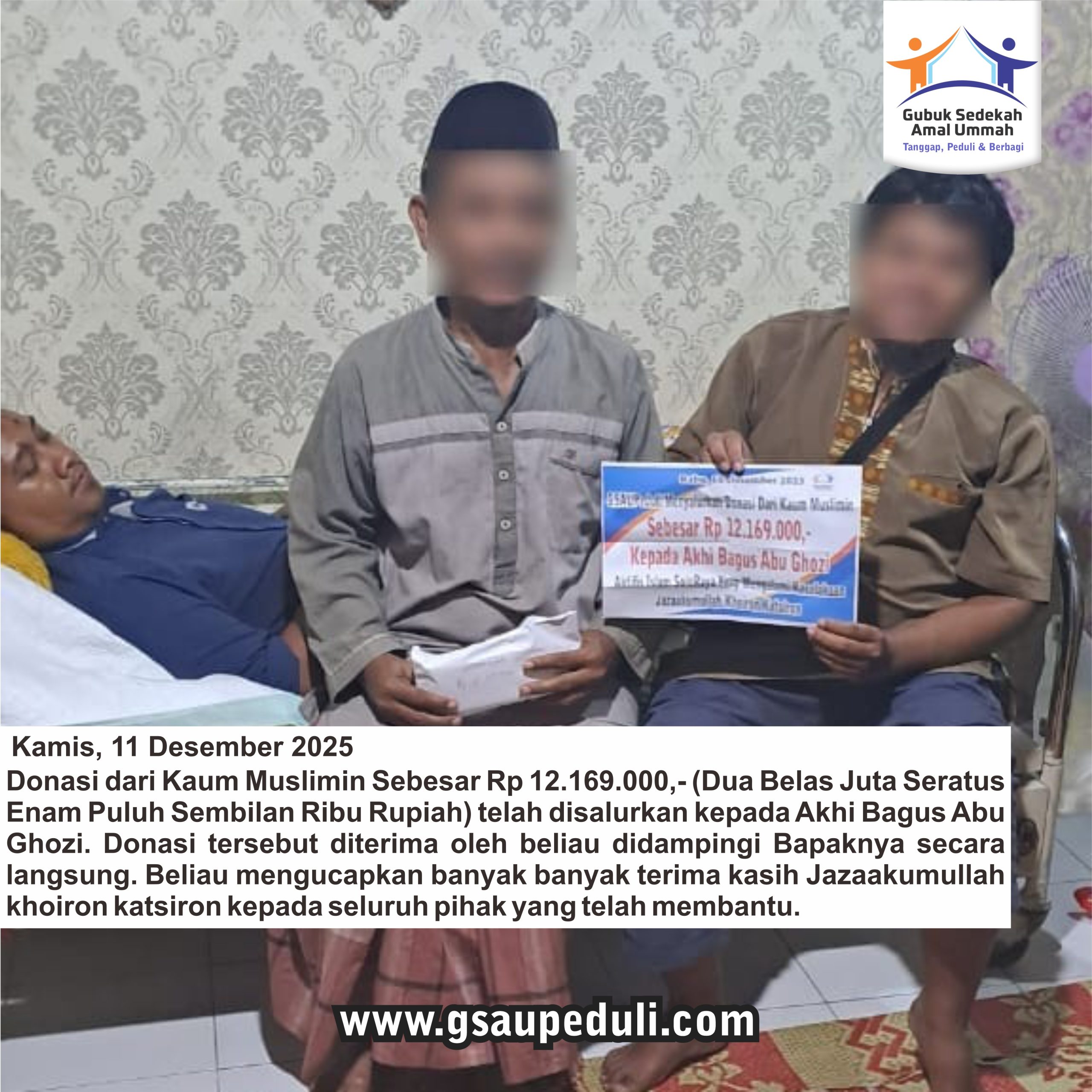 Donasi Kaum Muslimin Telah Di Salurkan Kepada Keluarga Akhi Bagus Abu Ghozi