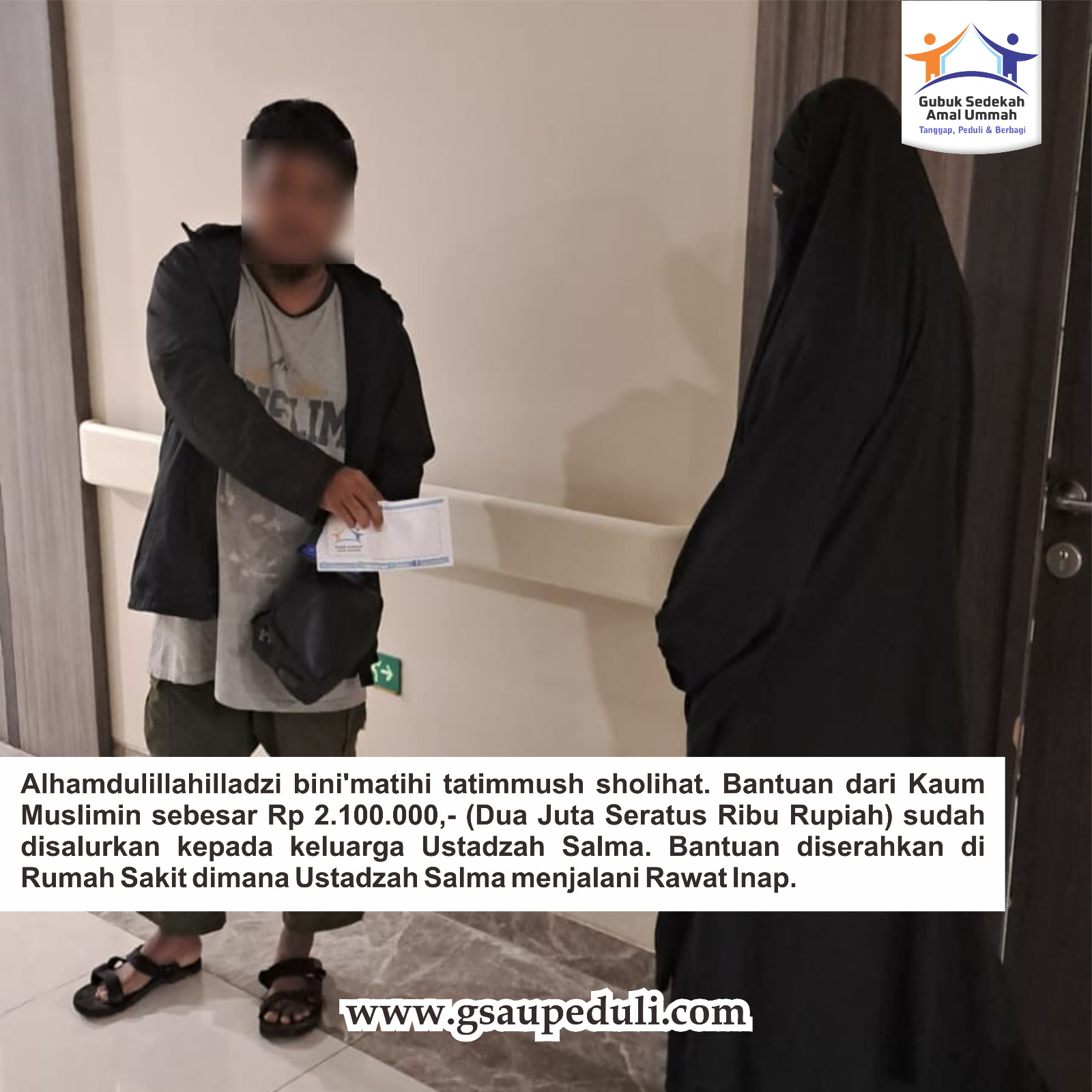 Bantuan Dari Kaum Muslimin Untuk Ustadzah Salma Sudah Disalurkan Kepada Pihak Keluarga